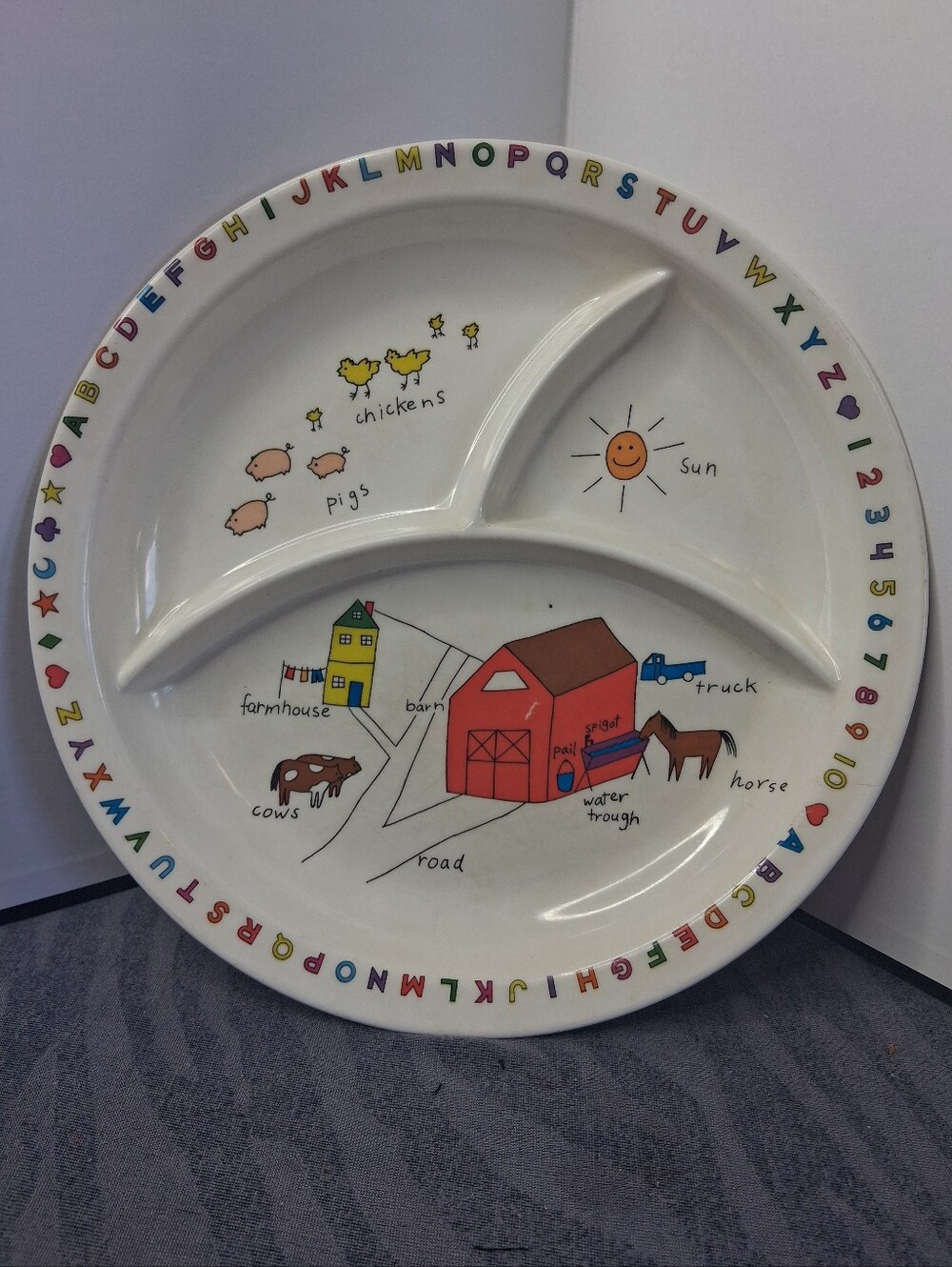 Vintage Annacapa 3 Compartment Kids Farm Plate